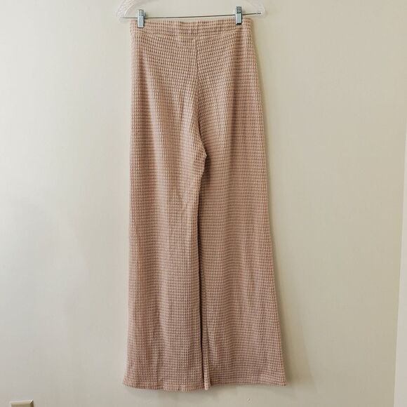 Windsor Waffle Knit Pants Medium Brown Wide Leg Flare Pull-On Lounge Casual - Picture 2 of 6